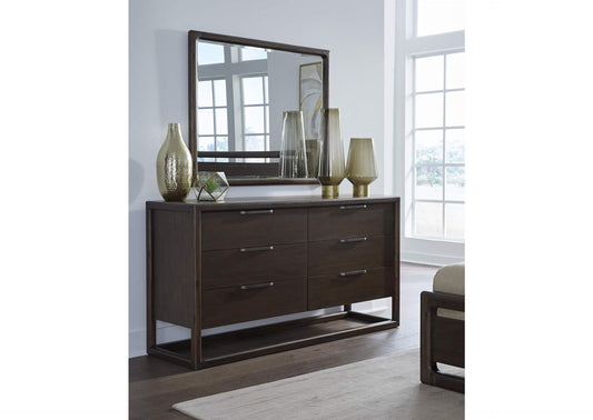 NXLJ82 Sol Six Drawer Acacia Wood Dresser In Brown Spice