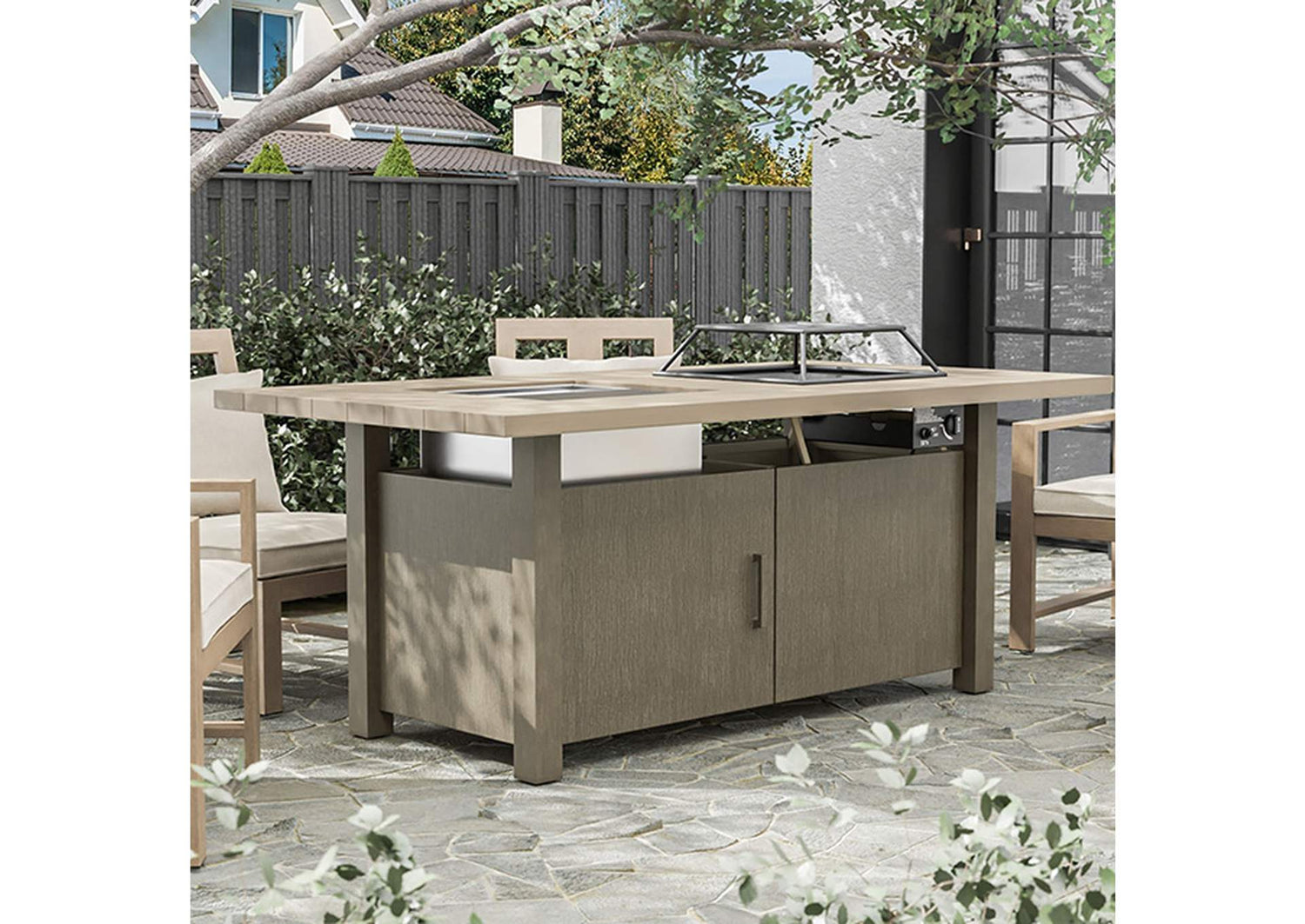Bordeaux Dining Table w/ Fire Pit & Cooler
