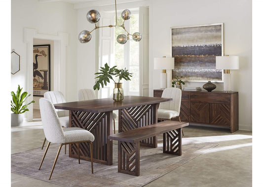 PGRR65 Fevano Solid Wood Dining Bench In Smoked Brown