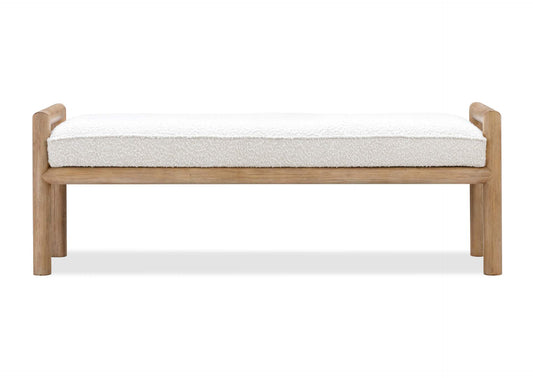 NSPV88 Dorsey Boucle Upholstered Wooden Bench In Granola And Ricotta