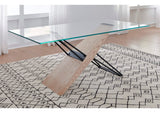 MZEZ60 Aere Glass, Wood And Metal Rectangular Dining Table In Natural Ash And Black