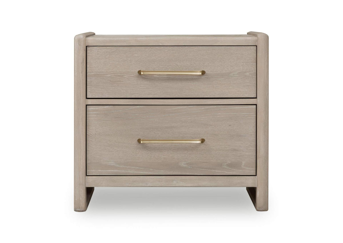 SDTK81 Gardenia 2 Drawer Oak Wood Nightstand In Chai