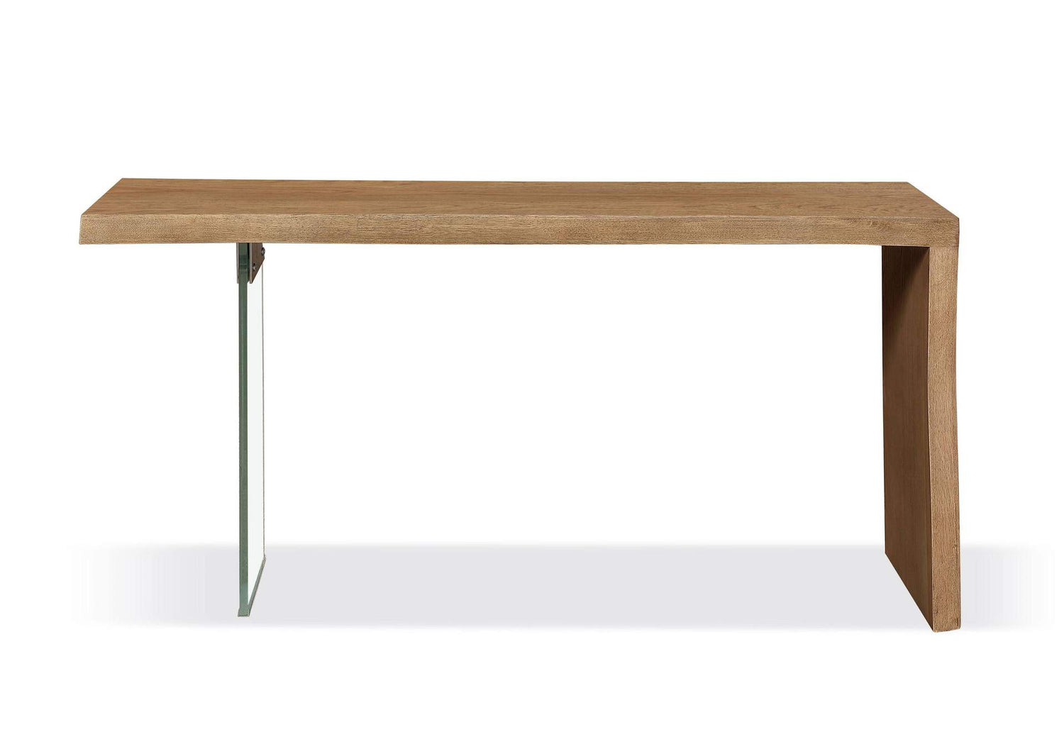 JVLH23 One Live - Edge White Oak And Glass Console Table In Bisque