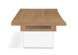 JVLH21 One Live - Edge White Oak And Glass Coffee Table In Bisque