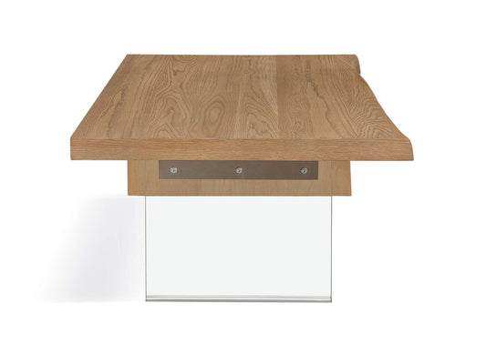 JVLH21 One Live - Edge White Oak And Glass Coffee Table In Bisque