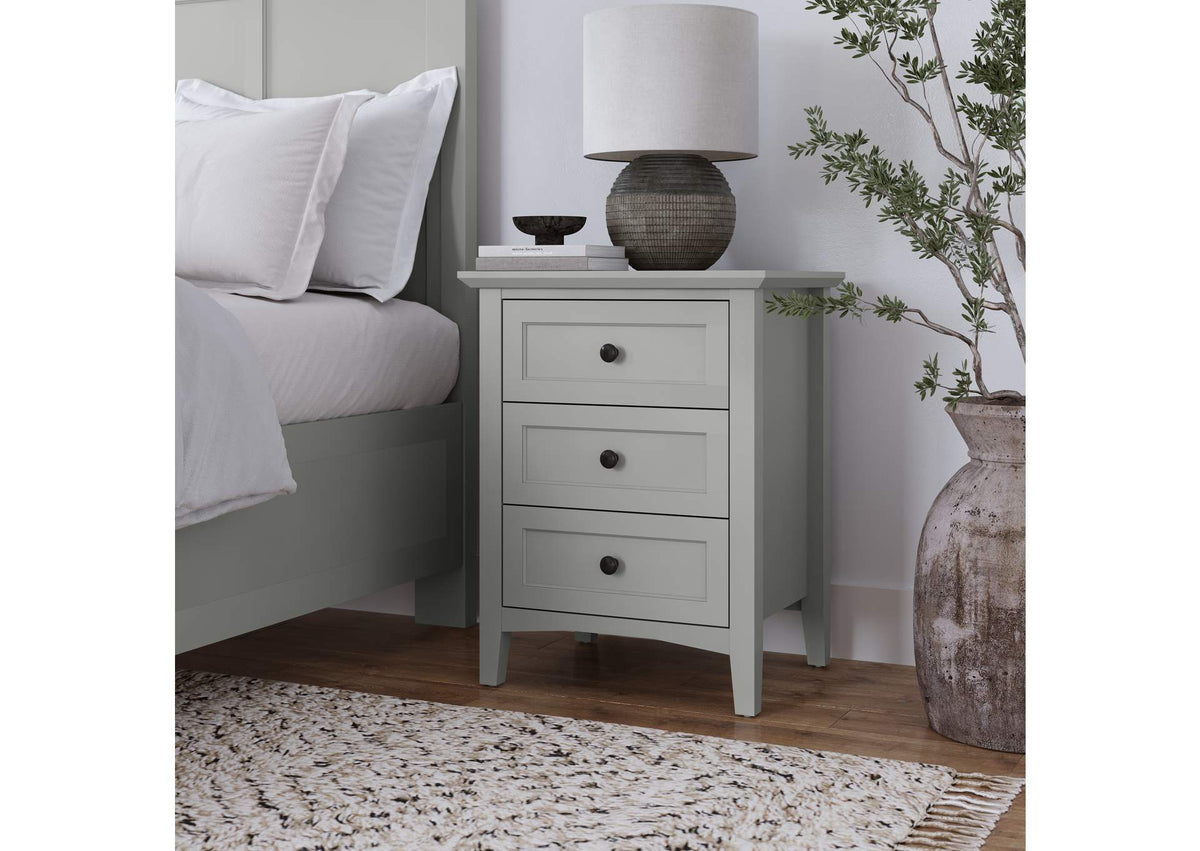 PNKG81 Grace Three Drawer Nightstand In Elephant Grey