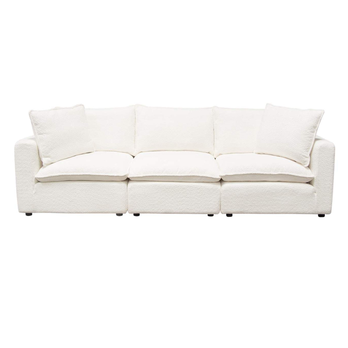 IVY2SC1ACWH Ivy 3-piece Modular Sofa In White Faux Shearling W/ Feather Down Seating
