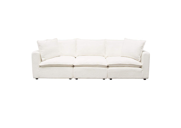IVY2SC1ACWH Ivy 3-piece Modular Sofa In White Faux Shearling W/ Feather Down Seating