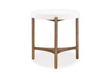 A8N122 Lyon Round White Concrete And Metal Side Table