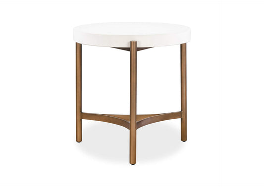 A8N122 Lyon Round White Concrete And Metal Side Table