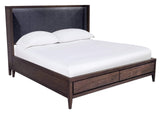 LWY6H7 Boracay Upholstered Wingback Storage Bed In Wild Oats Brown
