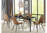 LJLF60 Nicoya Stone Top Rectangular Dining Table In Black Stone And Black Metal