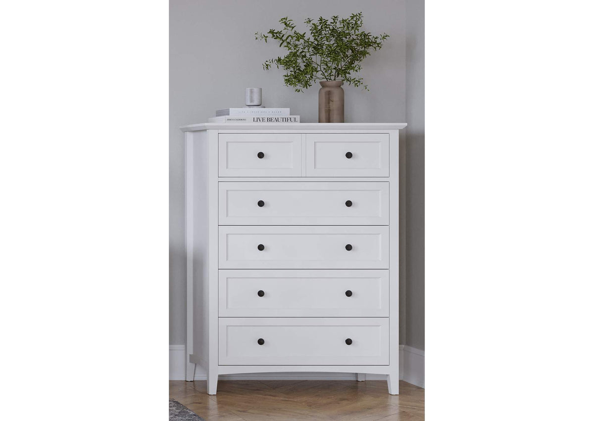 PNRA84A Grace Five Drawer Chest In Snowfall White (2024)