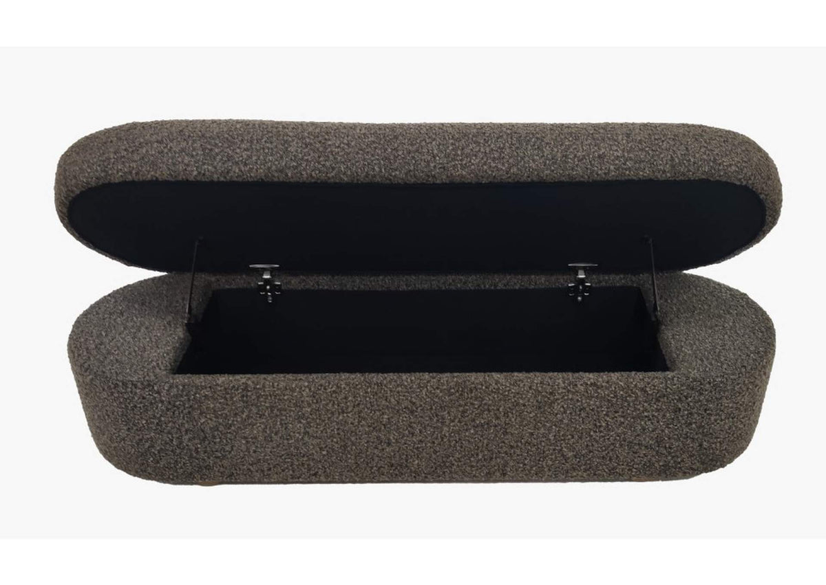 MQRV88 Kiki Upholstered Hinged Storage Bench In Pumpernickel Boucle