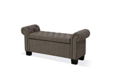 3ZH38811 Royal Rolled Arm Storage Bench In Dolphin Linen