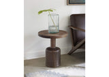 PJRT22 Liyana Solid Wood Round End Table In Natural Tan