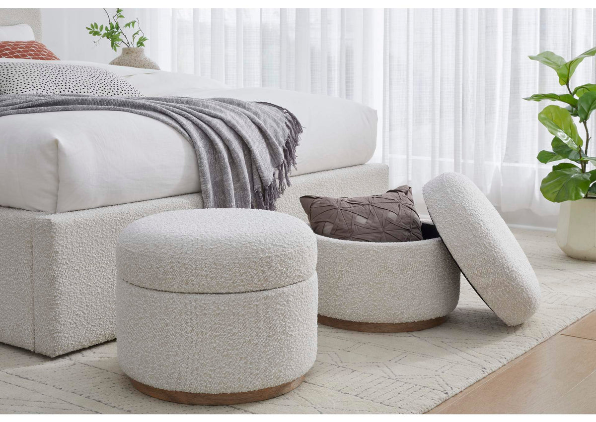 MQMY88 Off - White Upholstered Storage Ottoman In Ricotta Boucle