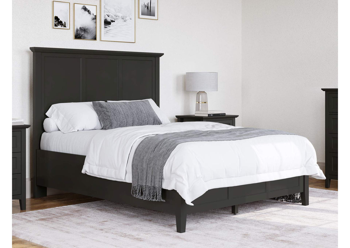 PNRBL5 Grace Three Panel Bed In Raven Black