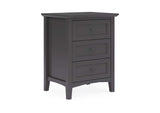 PNRB81 Grace Three Drawer Nightstand In Raven Black