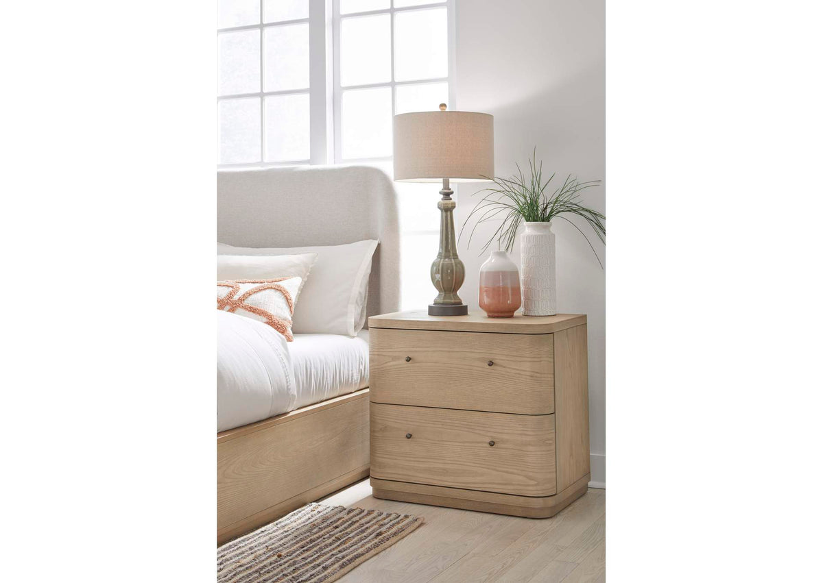 QXUL81 Penny Two Drawer White Ash Nightstand In Buff Cream