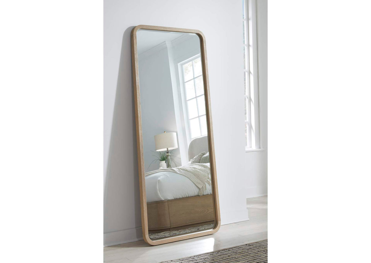 QXUL83FL Penny Beveled Glass Floor Mirror In Buff Cream