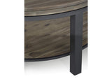 AE8721 Canyon Solid Wood And Metal Round Coffee Table In Washed Grey