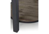 AE8722 Canyon Solid Wood And Metal Round End Table In Washed Grey