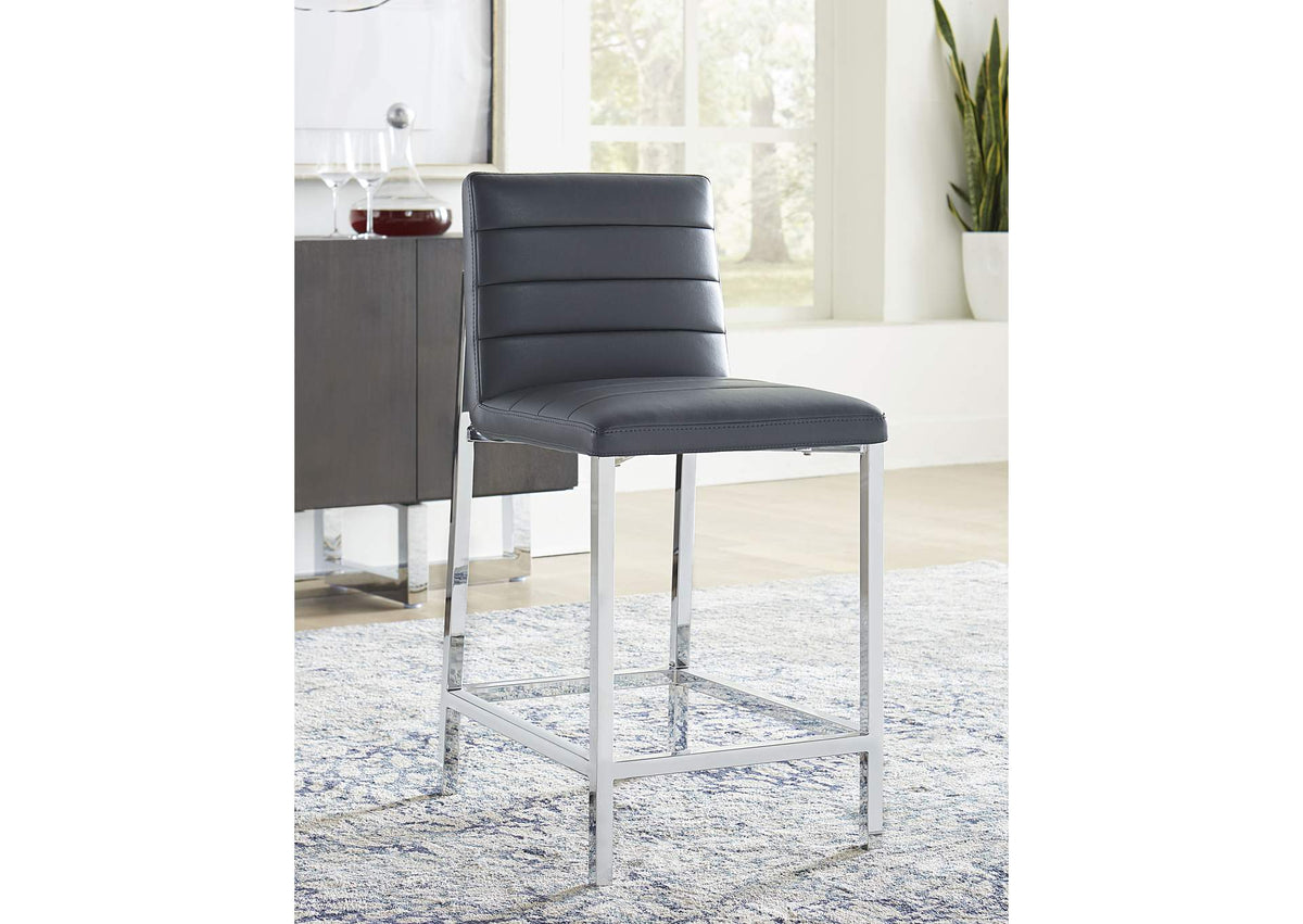1AE870M Amalfi Metal Back Counter Stool In Cobalt Leather (Set of 2)