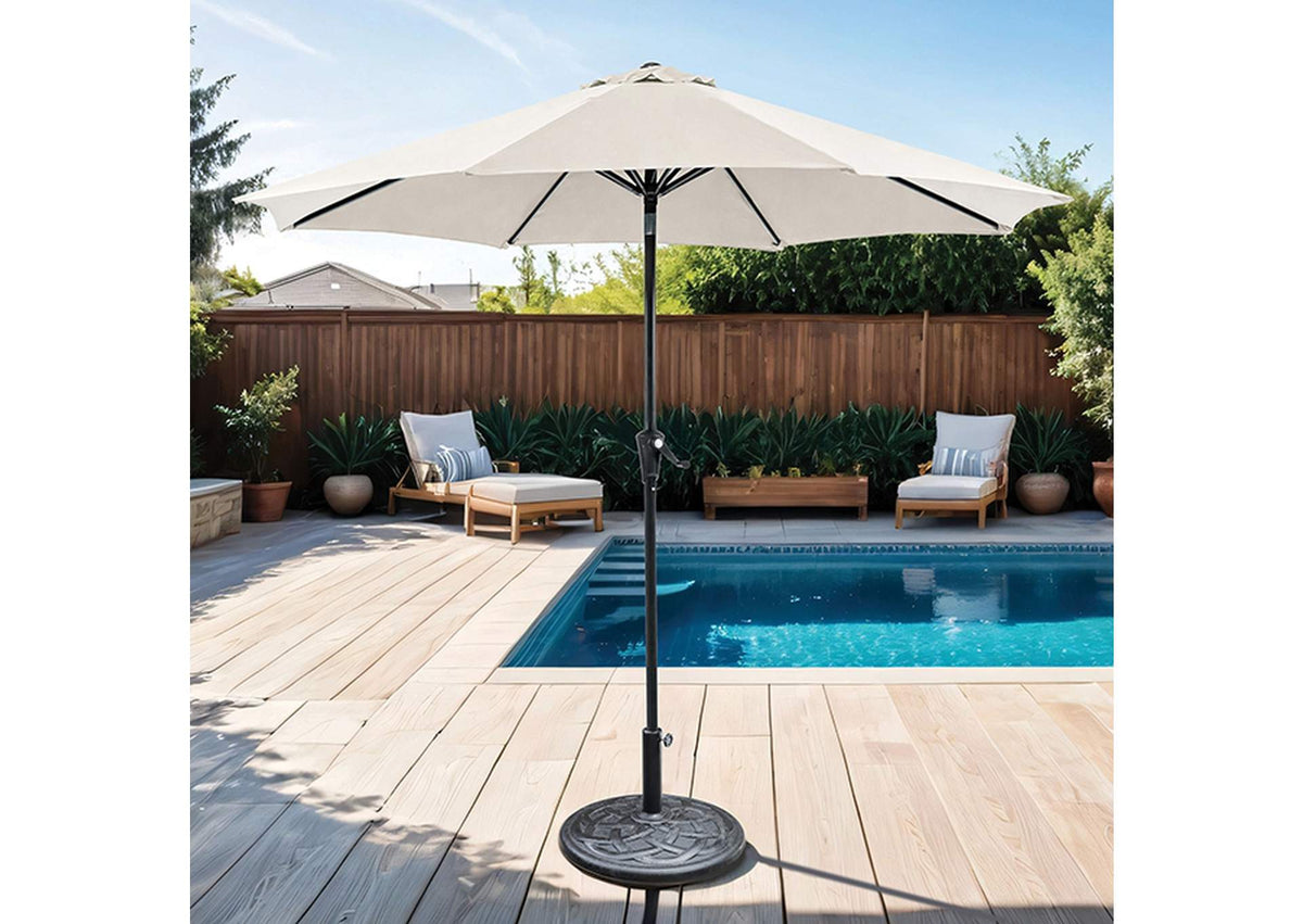 Tano 9' Outdoor Umbrella + 21" Round Base