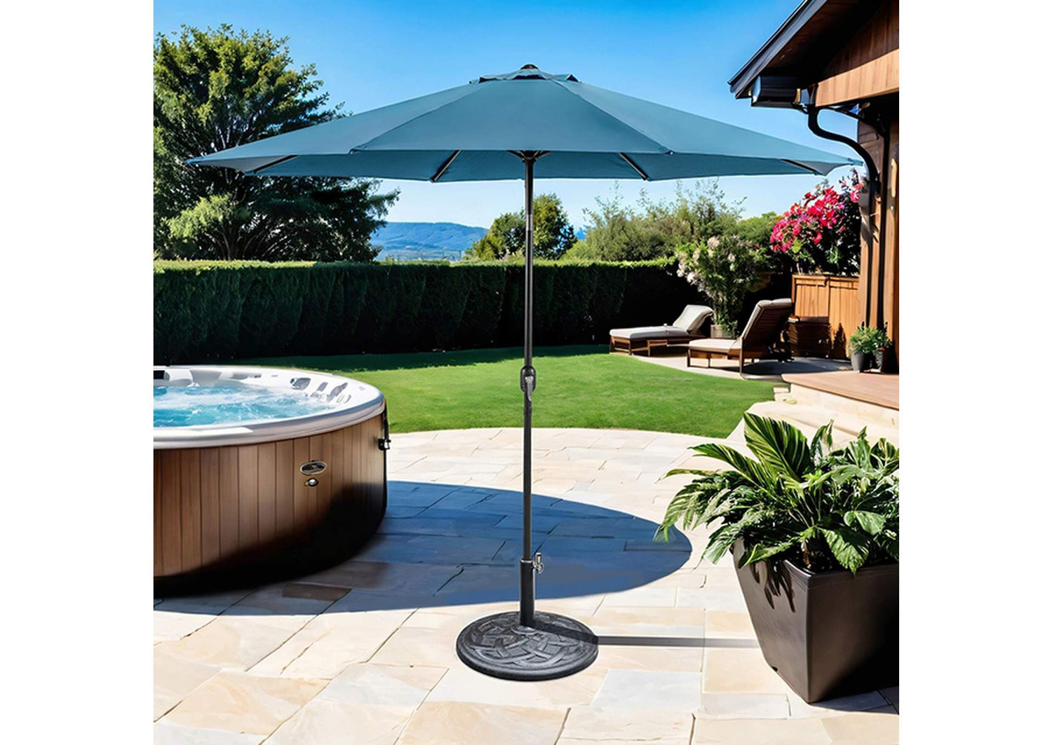 Mora 11' Outdoor Umbrella + 21" Round Base