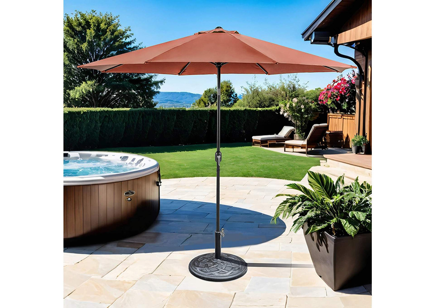 Mora 11' Outdoor Umbrella + 21" Round Base