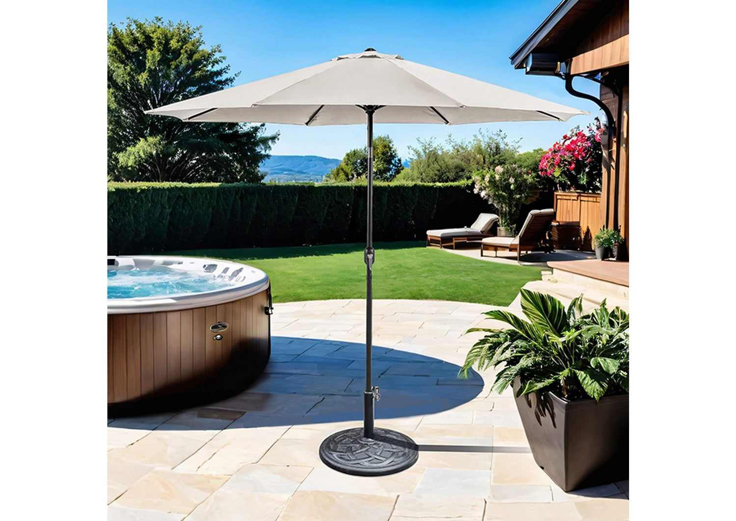 Mora 11' Outdoor Umbrella + 21" Round Base