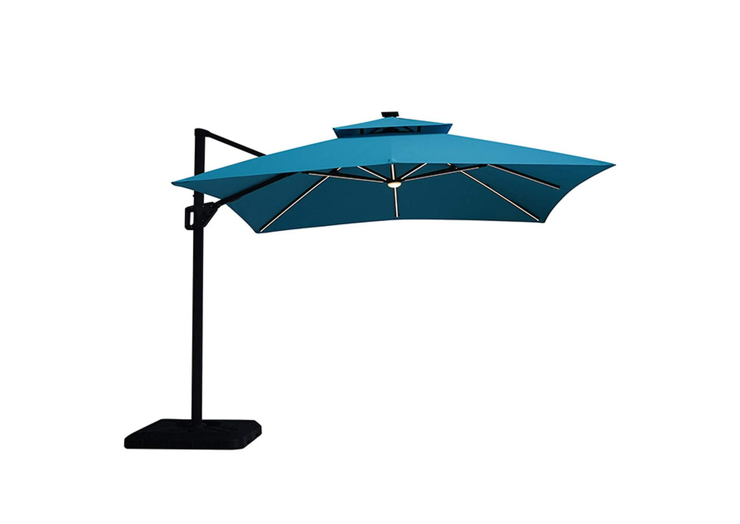 Aurora 10 Ft Square Umbrella w/ Double Top w/ LED + 37" Large Base