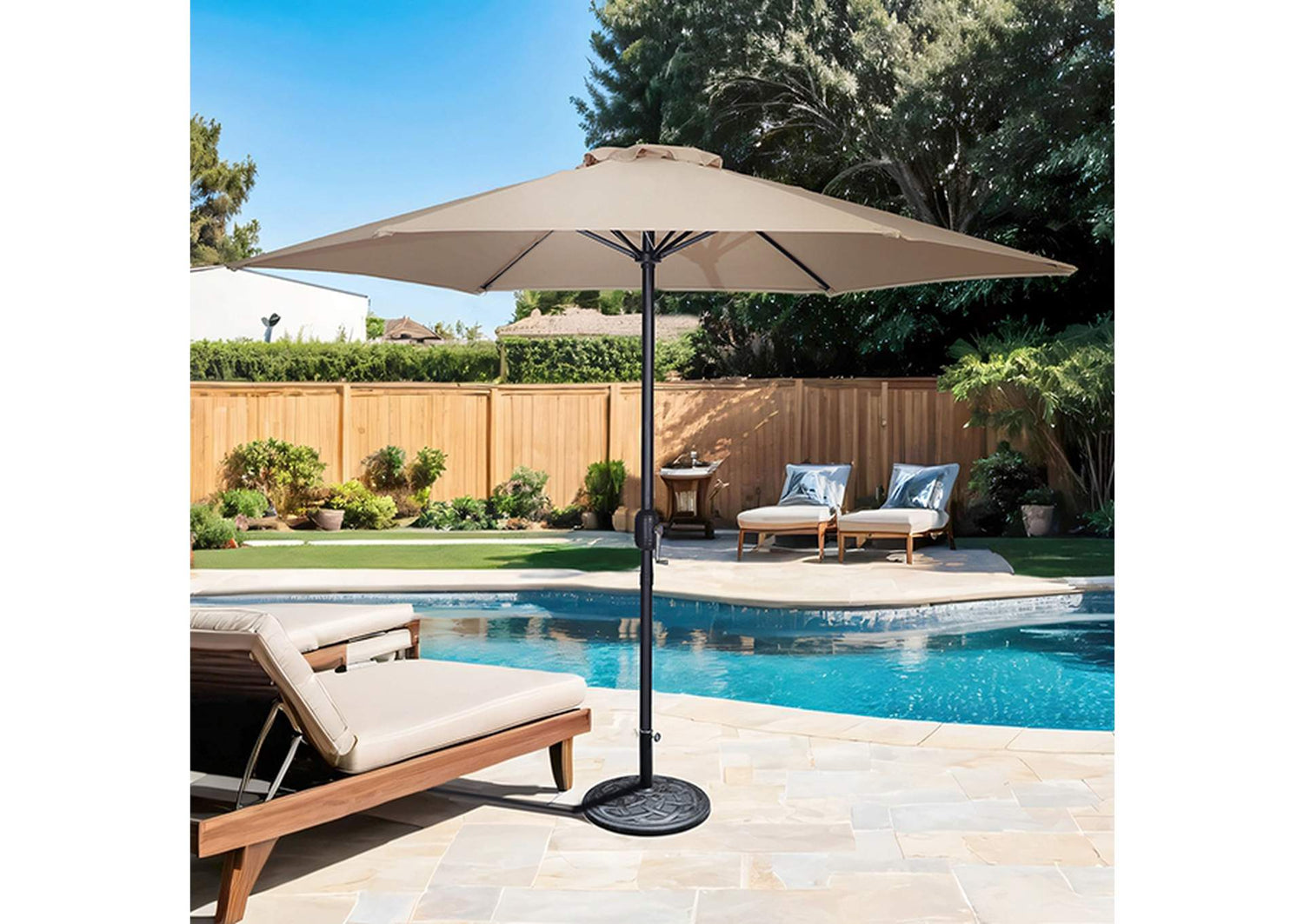 Lali 9 Ft Outdoor Umbrella + 21" Round Base