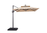 LA-A030BG+BASE Xico 8 Ft Square Umbrella w/ Double Top w/ LED Light + 37" Large Base