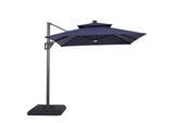 LA-A030BL+BASE Xico 8 Ft Square Umbrella w/ Double Top w/ LED Light + 37" Large Base