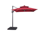 LA-A030RD+BASE Xico 8 Ft Square Umbrella w/ Double Top w/ LED Light + 37" Large Base