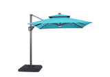 LA-A030TL+BASE Xico 8 Ft Square Umbrella w/ Double Top w/ LED Light + 37" Large Base