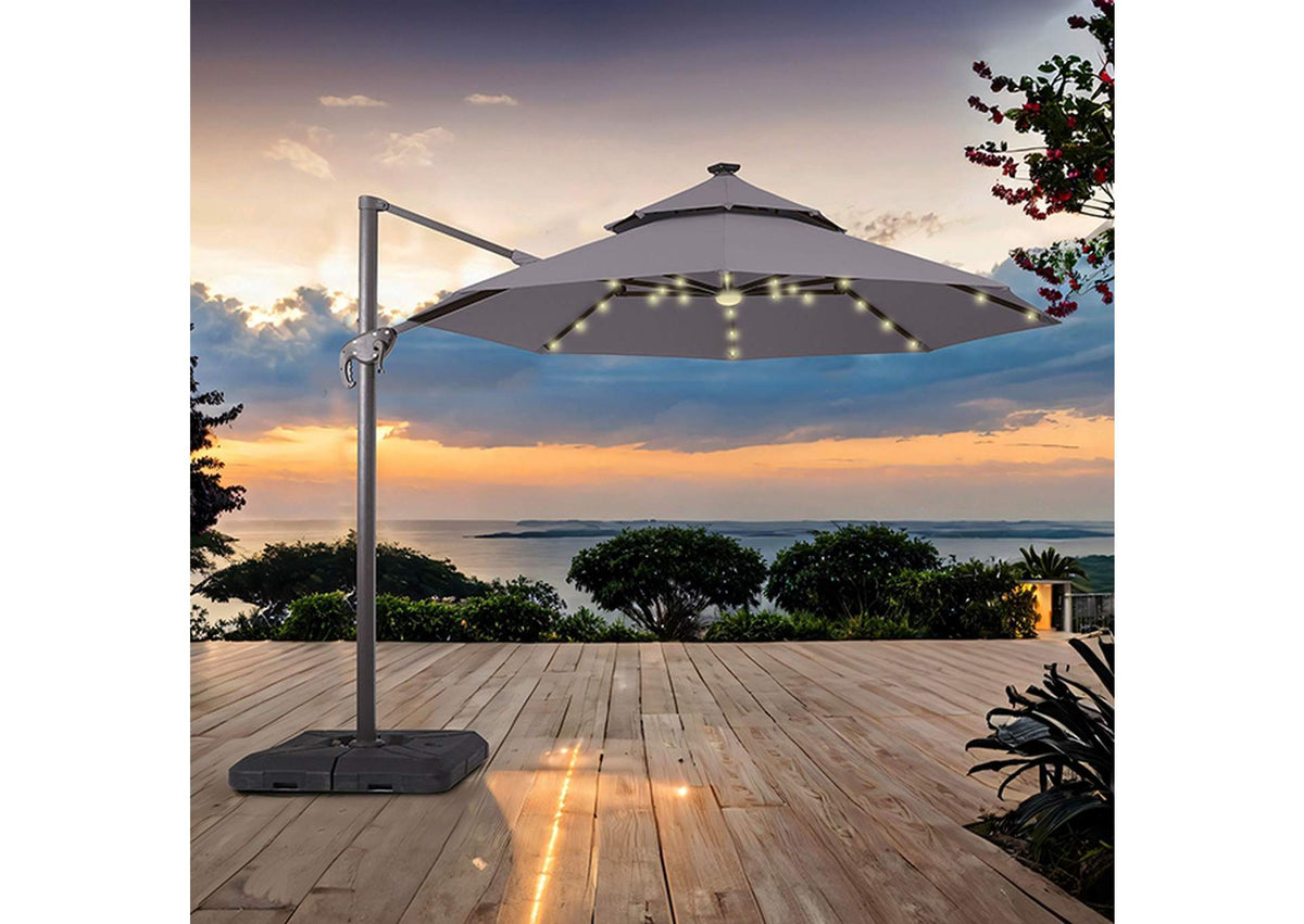 Nuti 10 Ft Round Umbrella w/ LED Light + 37" Large Base