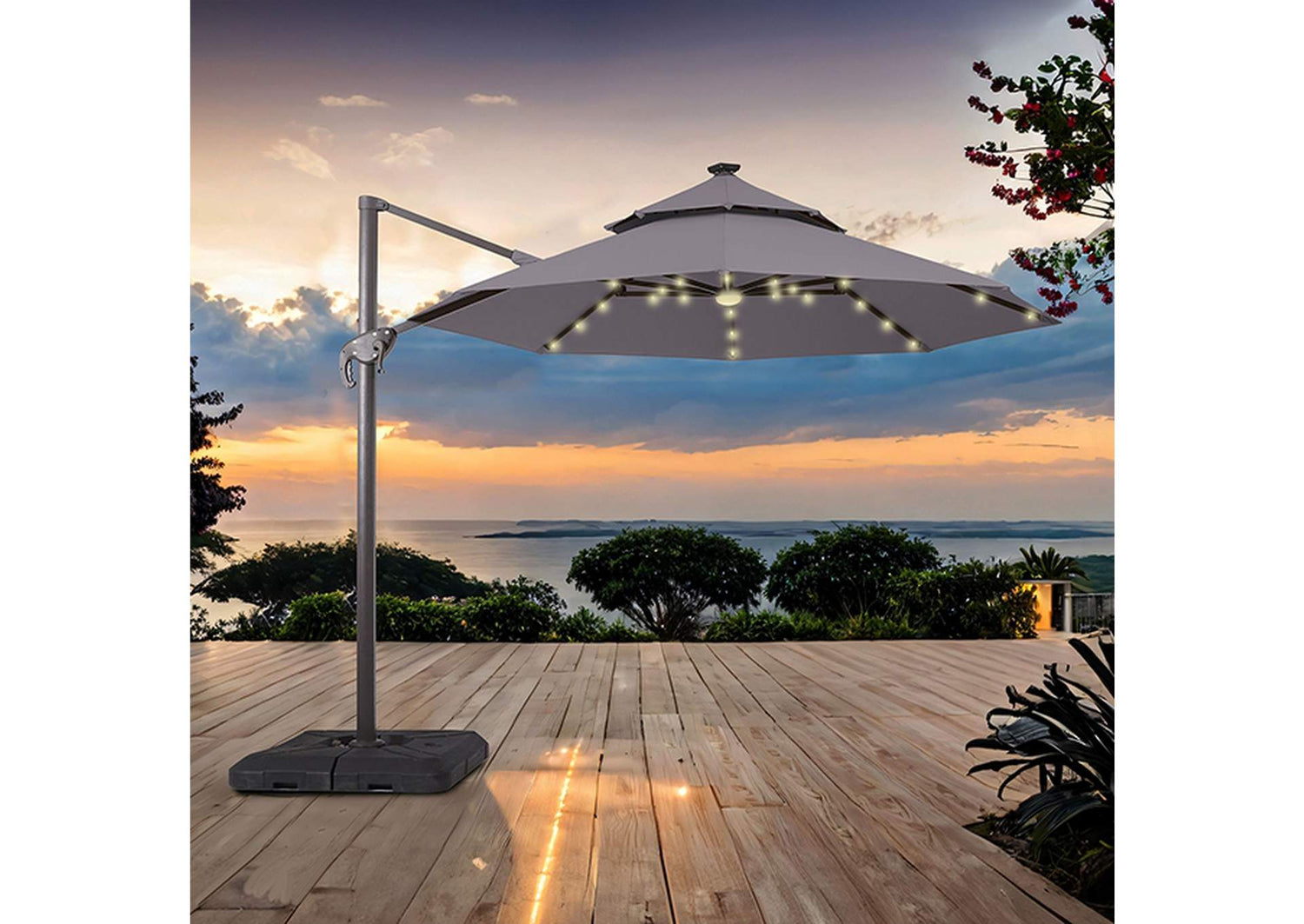 Nuti 10 Ft Round Umbrella w/ LED Light + 37" Large Base