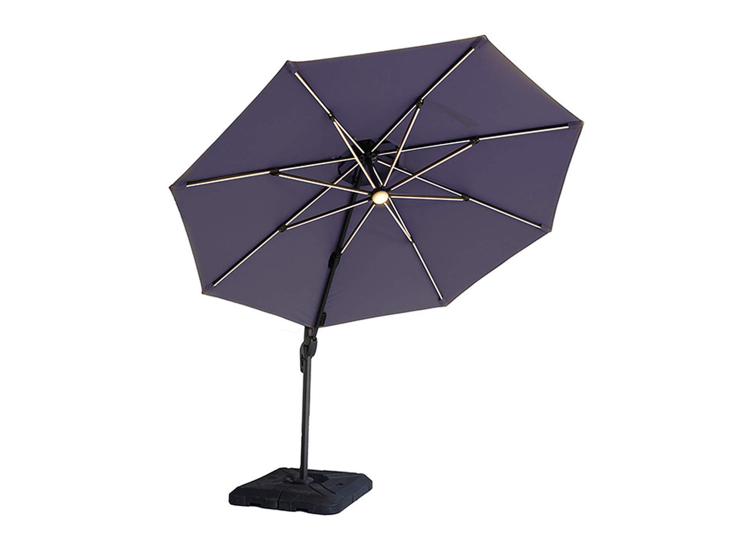 Fera 10 Ft Round Umbrella w/ LED Bulb + 37" Large Base