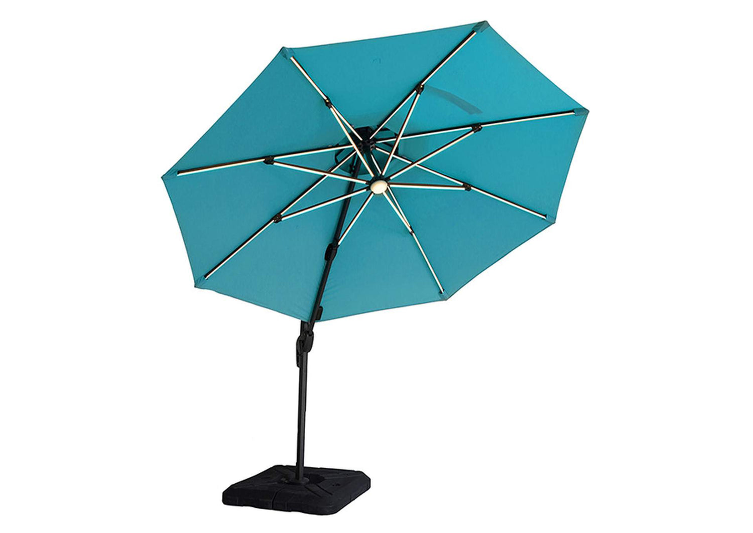 Fera 10 Ft Round Umbrella w/ LED Bulb + 37" Large Base