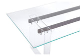 PWSR60 Moorea Double Pedestal Rectangular Dining Table In Clear Acrylic, Glass And Bronze Metal