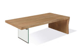 JVLH21 One Live - Edge White Oak And Glass Coffee Table In Bisque