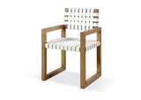 JVLH64A One Woven Leather And Solid Wood Dining Arm Chair In White And Bisque