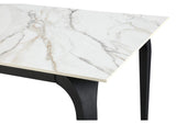 LJPM60 Nicoya Stone Top Rectangular Dining Table In Pumpkin Spice Stone And Black Metal