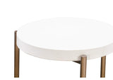 A8N122 Lyon Round White Concrete And Metal Side Table