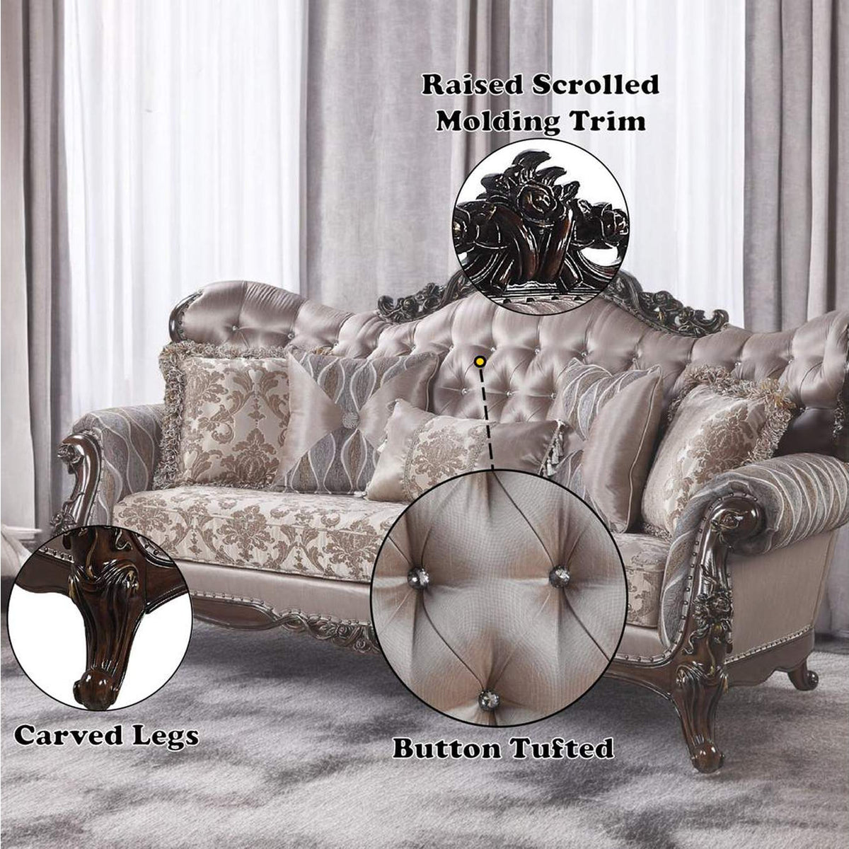 LV00809 Benbek Sofa with 5 Pillows