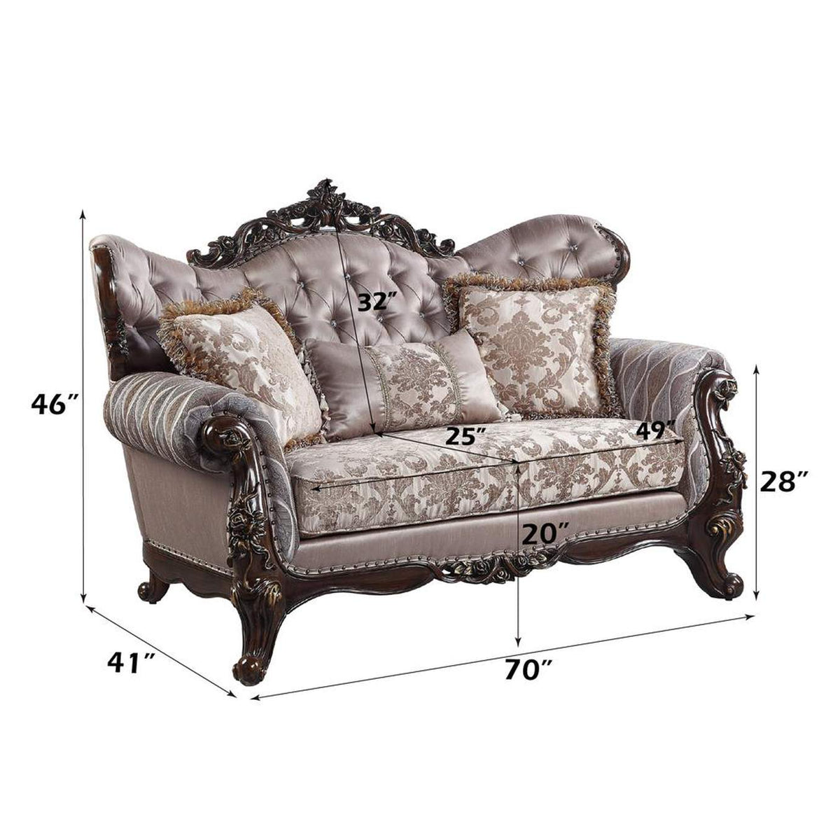 LV00810 Benbek Loveseat with 3 Pillows