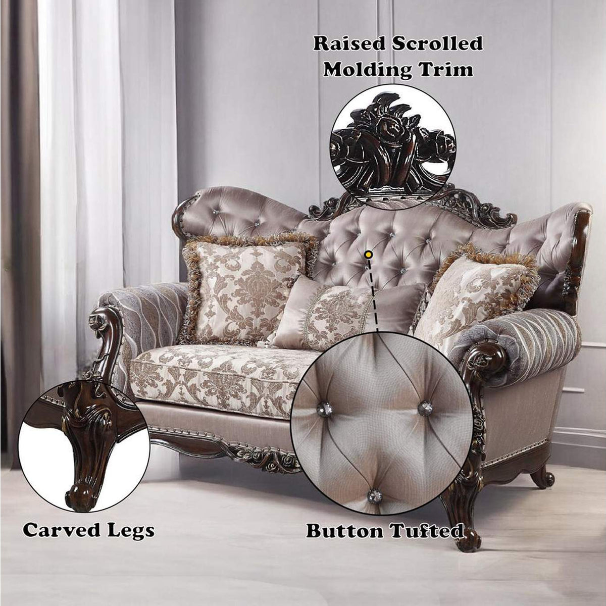 LV00810 Benbek Loveseat with 3 Pillows